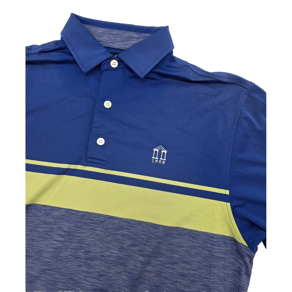 Footjoy Golf Blue Green Stripe Men's Polo‎ Shirt 1908 Spartanburg Club Logo - M